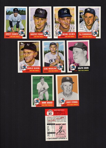 1953 New York Yankees Oficial Topps Juego de Equipo de Reimpresión de Béisbol ~ TODAS 24 cartas - Imagen 2 de 2