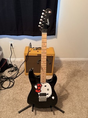 2025 Hello Kitty Stratocaster Black Modded With Dimebucker Pickup