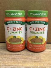 Nature's Truth Vitamin C  Zinc Gummies Adults 60 Count X 2 Lemon EXP 12/2026