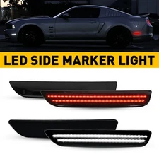 Set Front White Rear Red LED Side Marker Smoked For 2010-2014 Ford Mustang Light