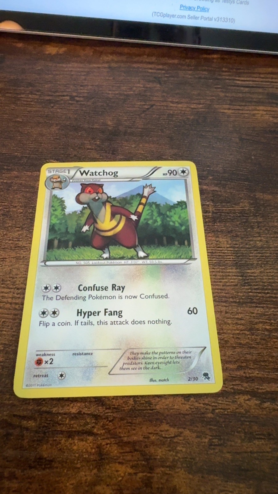 Watchog 2/30 Common BW Trainer Kit: Excadrill & Zoroark Pokemon Lightly Played