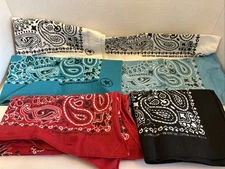 Vintage Hav-A-Hank 100% Cotton Bandanas Made In USA Red, White, Black And Blue