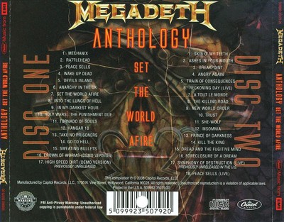 MEGADETH - ANTHOLOGY: SET THE WORLD AFIRE NEW CD