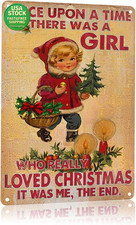 Vintage Christmas Sign Metal Wall Decor Rustic Retro Aluminum 8X12 Inch Art