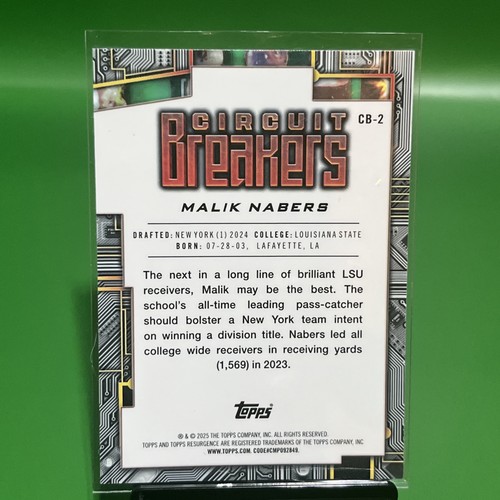 2024 Topps Resurgence - Circuit Breakers Malik Nabers #CB-2 (RC) - Picture 4 of 4