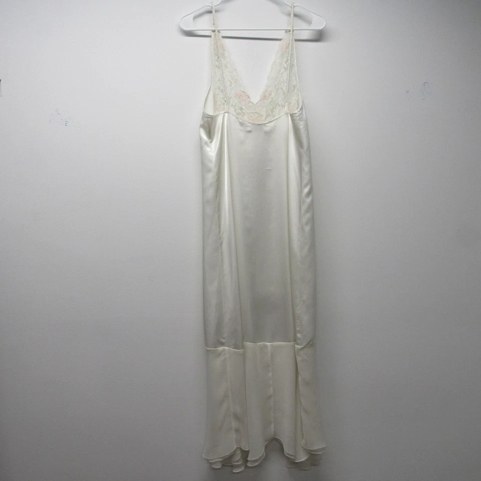 Vtg 80s 90s Victoria's Secret Gold Label Mermaid Hem Beaded Maxi Slip Dress sz M - Image 3 of 4