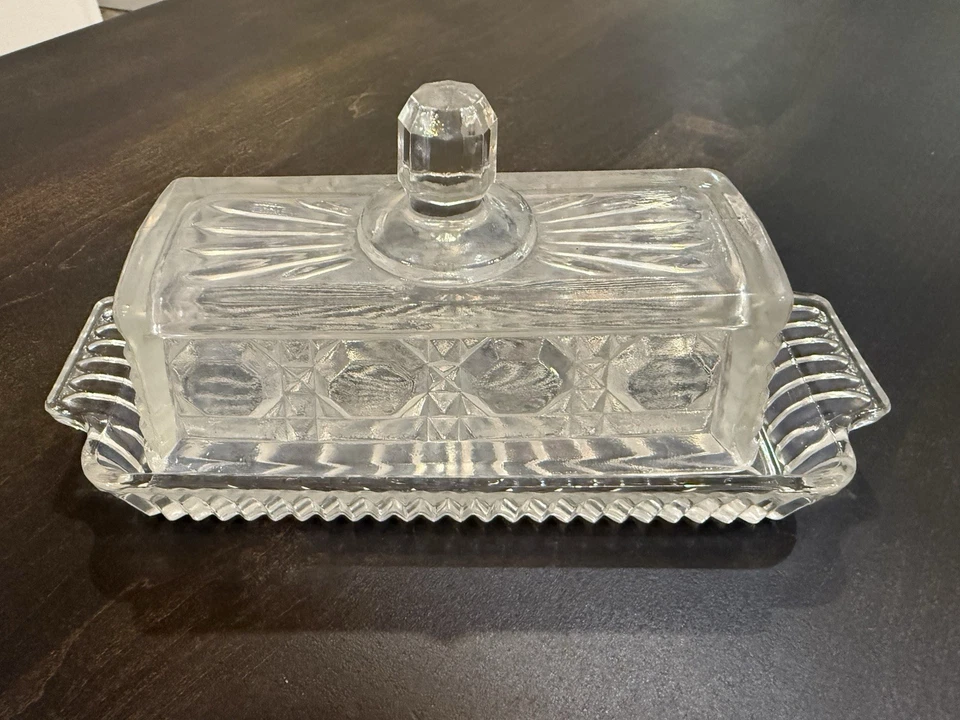 Plato/tapa de mantequilla cubierta vintage de vidrio federal Windsor de los años 70 - 1/4 libra Foto 3 de 4