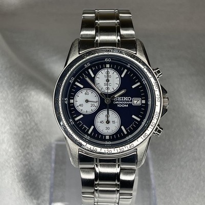 SEIKO 7T92-0DW0 Navy Dial Chronograph Men's Quartz Watch Japan