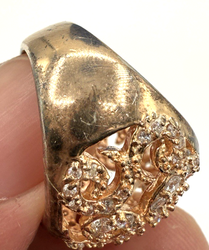 Elegant Swirl White Stone Rose Gold Over Sterling Silver 925 Ring Size 6.25 6mm - Picture 6 of 12