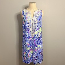 Lilly Pulitzer Carlotta Blue Peri Pinch Stretch Corded Lace Shift Dress Sz 6 NWT
