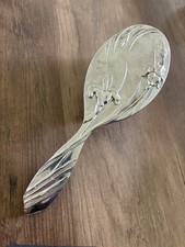 Vintage Art Nouveau Silverplate Vanity Hair Brush Iris Flowers