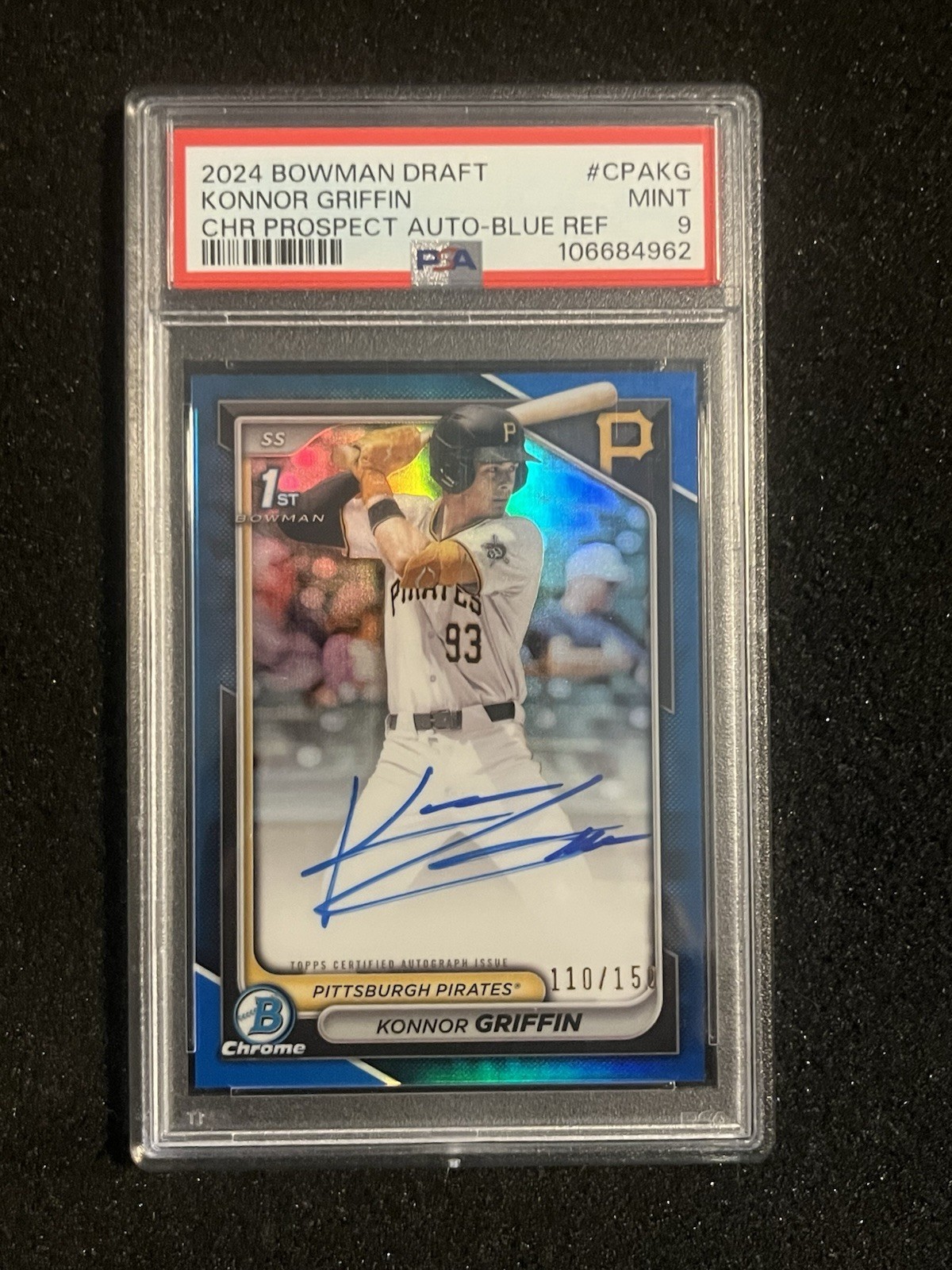 2024 Bowman Chrome 1st Konnor Griffin #CPAKG Blue Refractor Auto #110/150 PSA 9