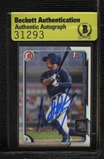 BAS 2015 Bowman Draft Garrett Whitley #84 Beckett Auth Sticker Auto ur8