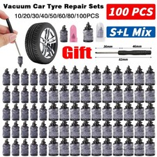 10/100PC Tire Repair Rubber Nails Tyre Puncture Repair Screws Kit w/ Screwdriver