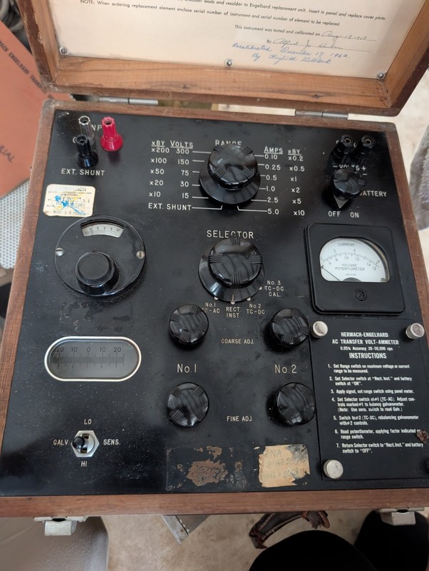 VINTAGE HERMACH ENGELHARD AC TRANSFER VOLT AMMETER
