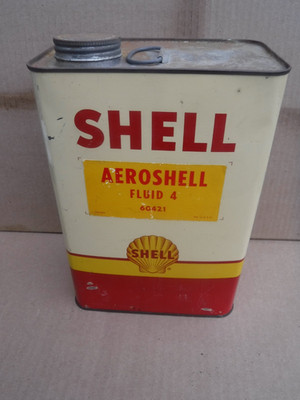 Vintage Shell Aeroshell Fluid 4 - Aircraft Fluid - 1Gal. Metal Can Empty Gas Oil