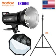US Godox SK300II 300Ws Studio Strobe Flash 95cm Grid Softbox 2m Light Stand kit