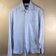 Valentino Mens Baby Blue Button Down Dressy Shirt Size 15.5 32/33 Work Career