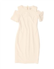 CALVIN KLEIN Womens Off Shoulder Bodycon Dress US 2 XS White Polyester DH68