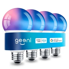 Geeni 4-Pack Smart LED Bulbs | Multicolor Wi-Fi Light Bulbs with Alexa & Google