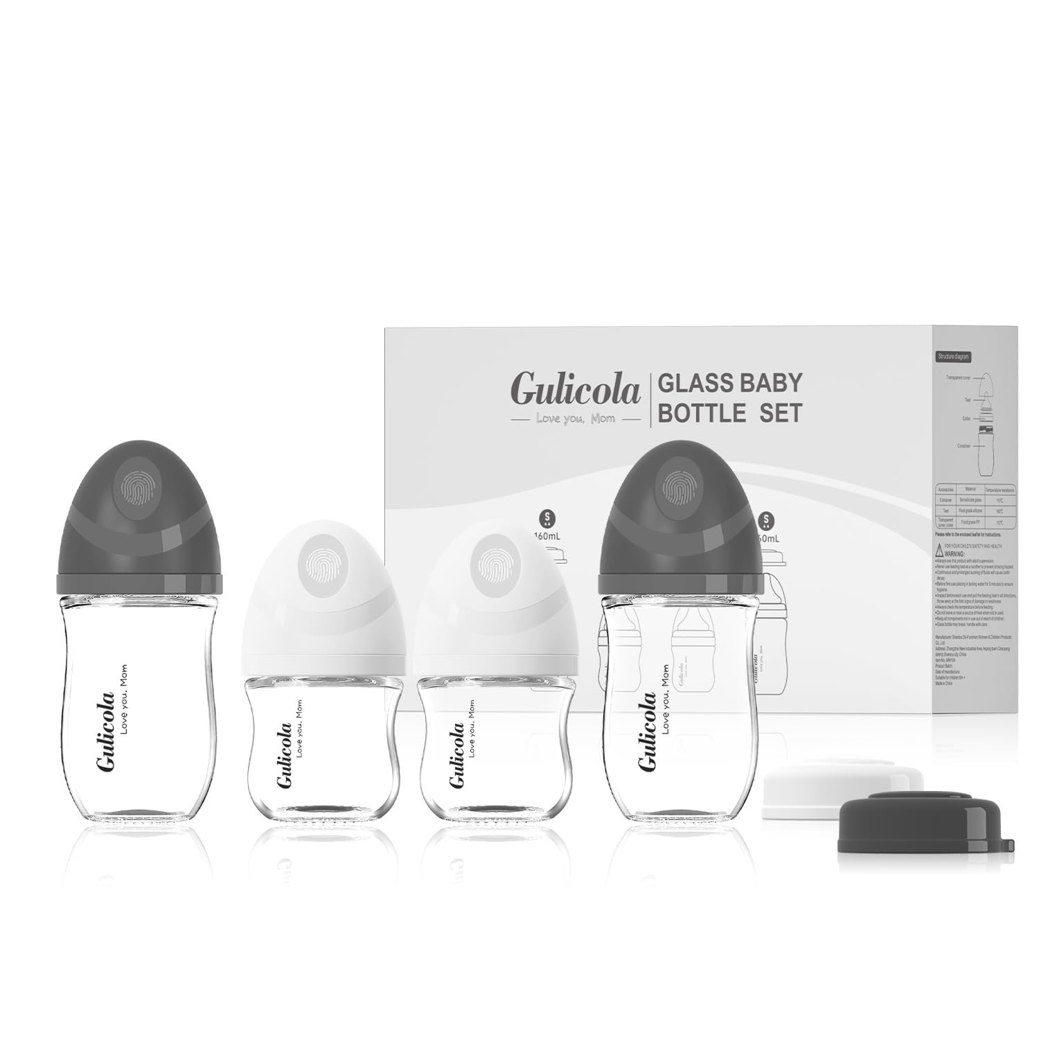 Set 4 Pack, Newborn Boy Breastfeeding Bottles With...
