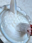 Vintage Miniature Milk Glass Hen on Nest Candy Dish Red Comb - 1930s-1950s - CRK