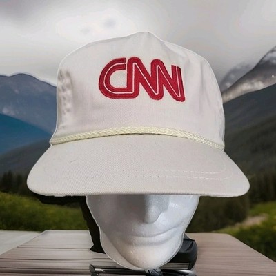 CNN Hat White Somers Cap Adjustable Strapback Vintage Made In USA