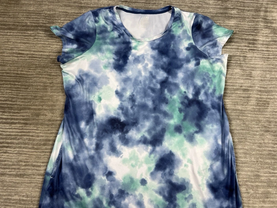 Camisa de noche Secret Treasures para mujer 2X azul tie dye manga corta mezcla de poliéster Foto 2 de 4