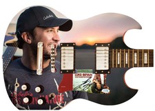 Luke Bryan Signed "Sunset Serenade" Custom Graphics Guitar ACOA