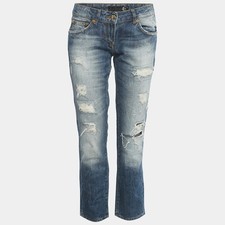 Just Cavalli Blue Stone Wash Denim Distressed Jeans M Waist 27
