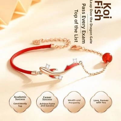 Lucky Red String Koi Armband für Frauen Unisex Chinesischer Stil Mode Accessoir
