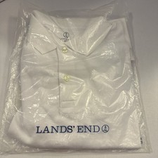 Lands End Kids Polo Short Sleeve Cotton Large White NEW IN PACKAGING FAST SHIP 