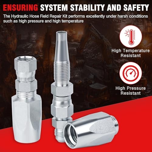 3Pcs Hydraulic Hose Field Repair Kit,1/4", 3/8", 1/4" (1), 3/8" (1), 1/2" (1)