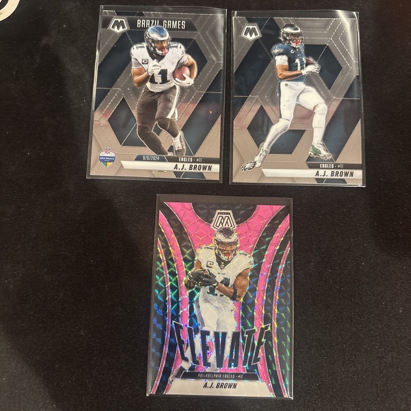 Panini 2025 Mosaic A.J. Brown NFL Football Card Lot 3 Parallel Pink Elevate 
