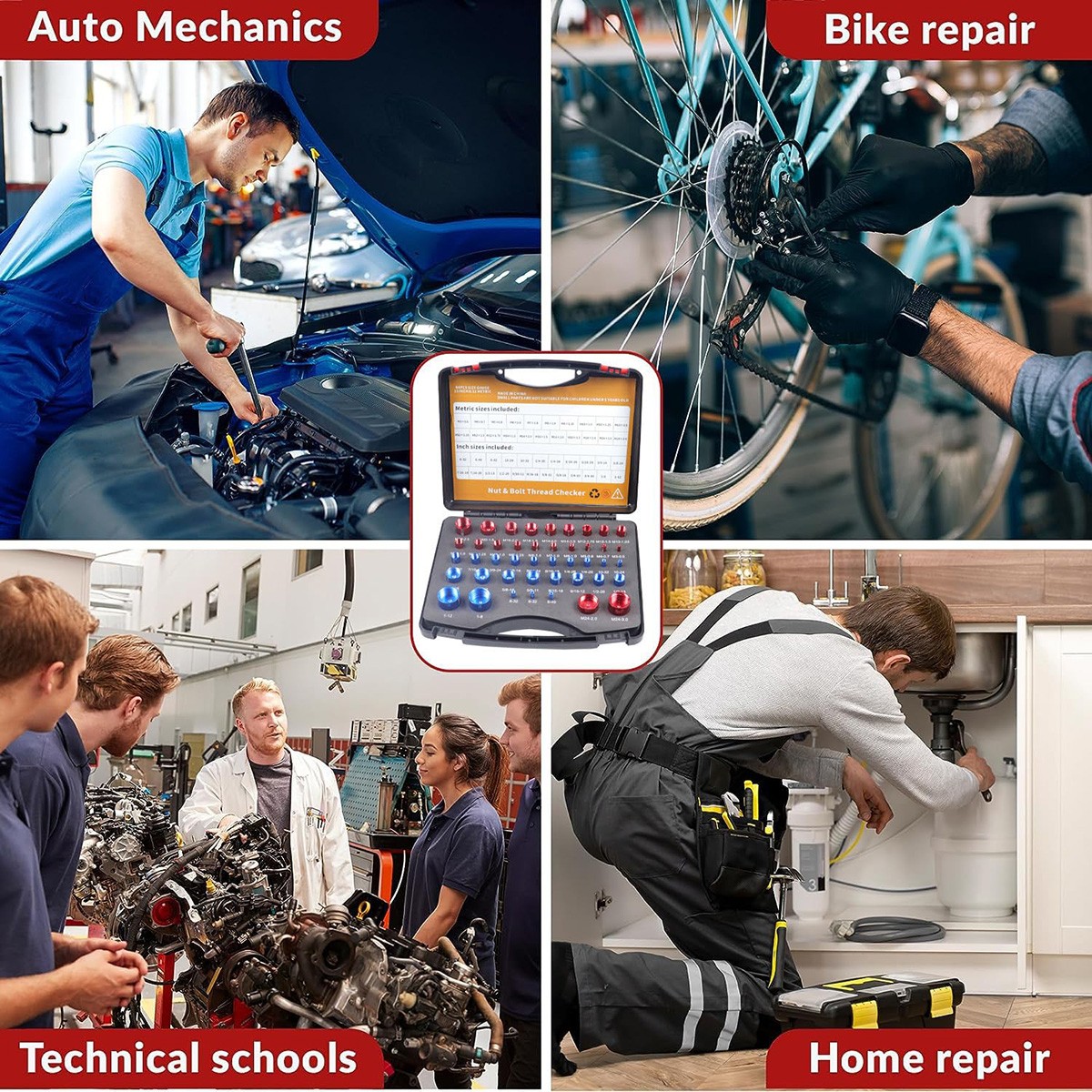 44 PCS（23 Inch & 21 Metric）Nut and Bolt Gauges Nut and Bolt Thread Checker Set