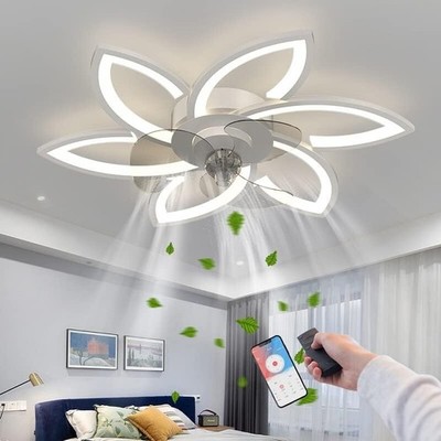 Flush Mount LED Ceiling Fan,Ceiling Fan Lights with Remote Control,Fan Lights