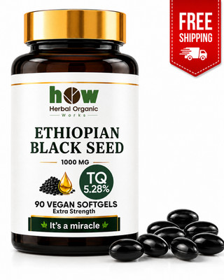 Black Seed Oil Capsules 1000mg 5.28% TQ Cold Pressed Vegan 90 Softgels