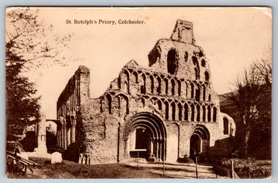 c1910s St Botolph's Priory Colchester E L Cook Stationer Antique Postcard