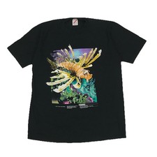 Vintage Marine Aquarium Shirt Mens Large L Black Lionfish AOP Jerzees USA Made