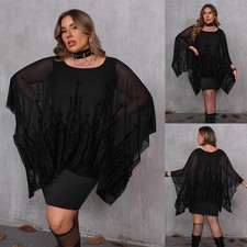 Plus Size Women Italian Lagenlook Cloak Batwing Sleeves Kaftan Top Gothic Blouse