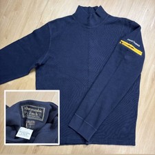 NWT 90s Abercrombie And Fitch Men  s Large Mock Neck Long Sleeve Blue Sweatshirt