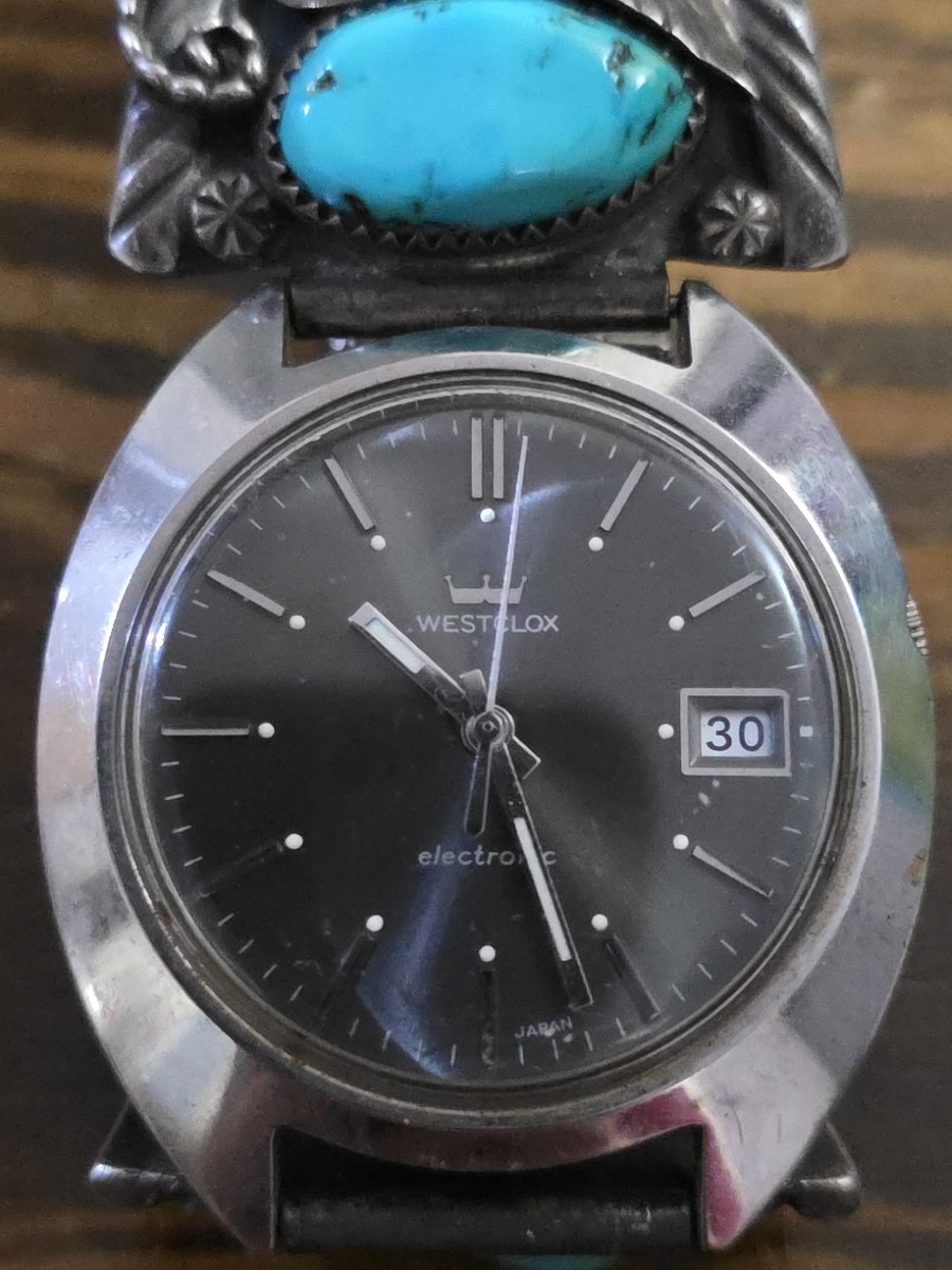 Vintage Westclox Men's Watch Navajo Sterling Silver Turquoise