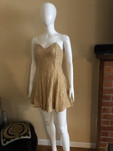 gold lace mini dress