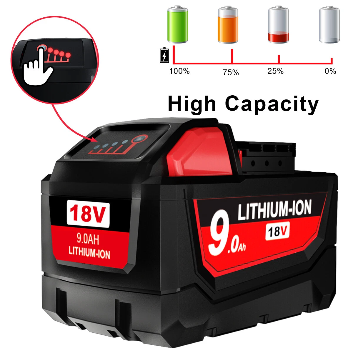 For Milwaukee M18 18V Lithium XC 9.0Ah Battery 48 11 1860 M18B5
