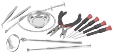 12 Piece Tool Set Magnet Bowl, Pliers, Screw Driver, Extendable Mirror, Flex Gra
