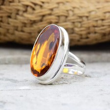 Citrine Gemstone Ring 925 Sterling Silver Ring Handmade Women Ring All Size SR17