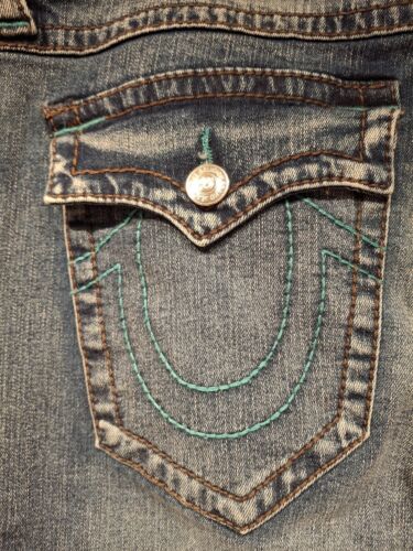 True Religion Herrenjeans 34" Ricky Straight Pattentasche blau Denim - Bild 6 von 9