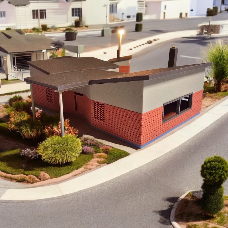 Ho Scale Ranch HO-Scale Mid Century Modern Ardmore Ranch House 1960 1:87 Scale Built ...