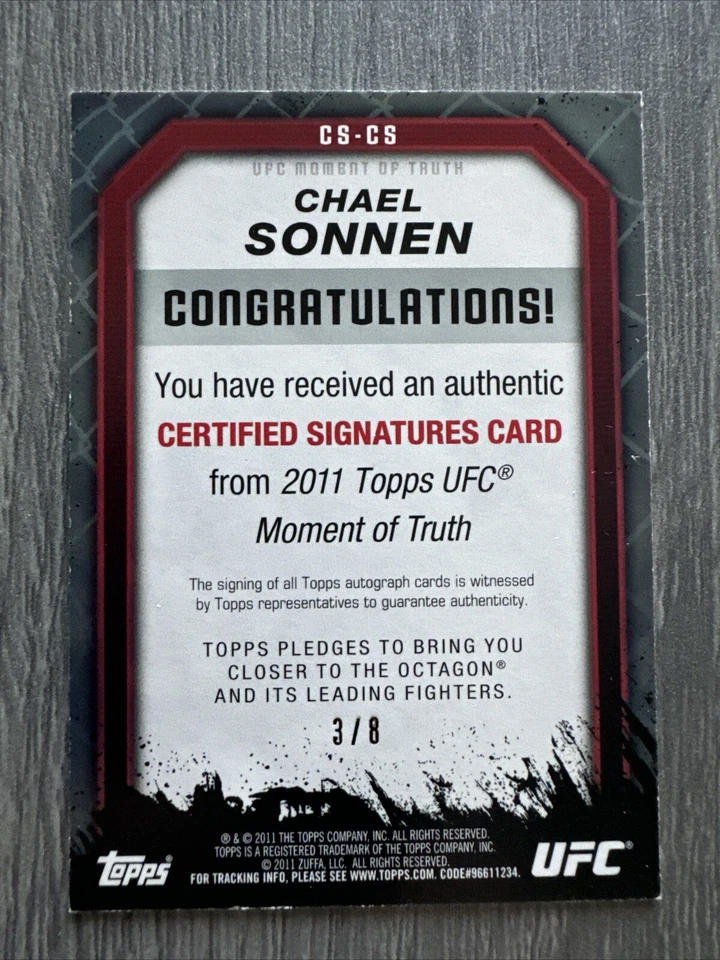 Chael Sonnen 2011 Moment of Truth Ruby Auto 3/8 UFC - 925 - Image 2 of 2