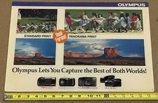OLYMPUS Dual Format CAMERA Sign Countertop Mat Advertising VINTAGE Store Display